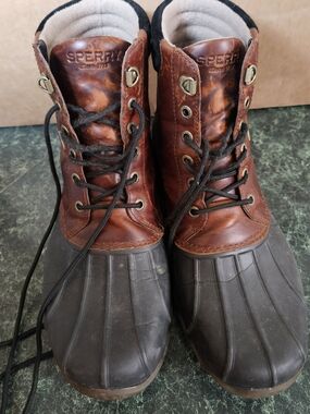 Sperry Top-Sider Men's Avenue Duck Boots Brown Leather Waterproof Size 9.5M